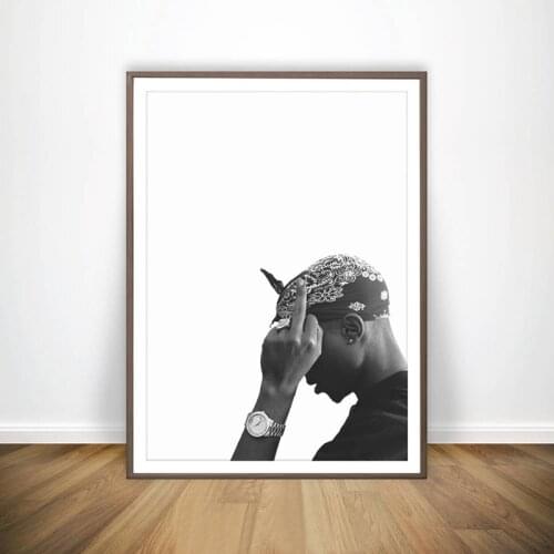 Tupac Shakur Black White Photography Canvas Art Prints Rap Poster Modern Hip Hop Music Lyrics Wall Pictures Living Room Decor