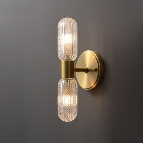 Postmodern Copper Light Luxury Wall Lamp Designers Bedroom Bedside Lamp Living Room Porch Background LED Wall Light Room Decor