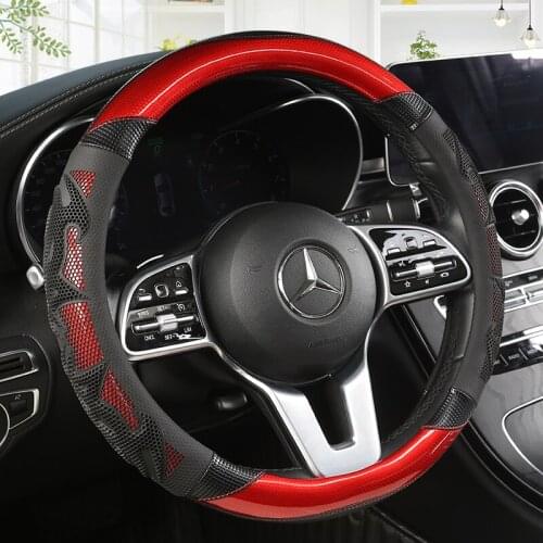 Anti Slip Car Carbon Fiber Steering Wheel Cover for Mercedes Ben AMG 38cm Models A C CLA E GLA GLC GLE S B CLS Class Accessories