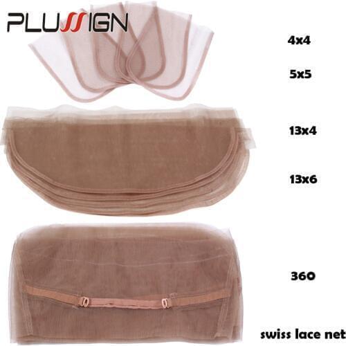 5 Style Closure Net Materials For Wigs Making Professional Plussign Net Lace For Wig Swiss Lace Net Base Wig Nets 4*4 5*5 13*4