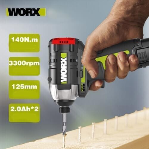 WORX WU132 Brushless Motor 140N.m Cordless Impact Screwdriver 12V Battery Electric Impact Drill