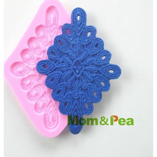 Mom&Pea 0513 Free Shipping Lace Shaped Silicone Mold Cake Decoration Fondant Cake 3D Mold Food Grade Silicone Mould