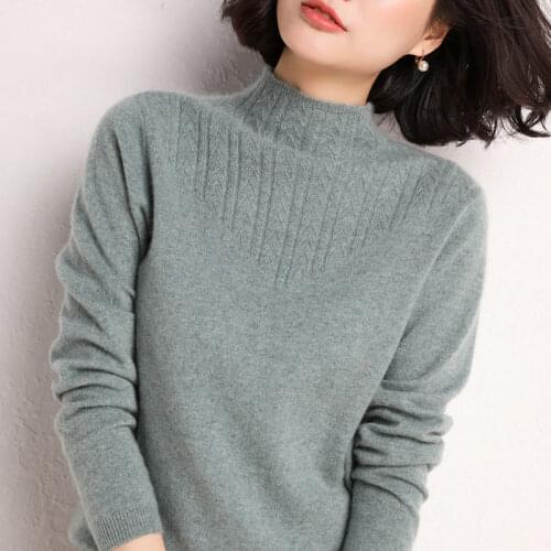 Winter Womens Top Half Turtleneck Sweater Women Foreign Fashion Knit Sweater Solid Color Slim Pullover Retro Womens Sweater