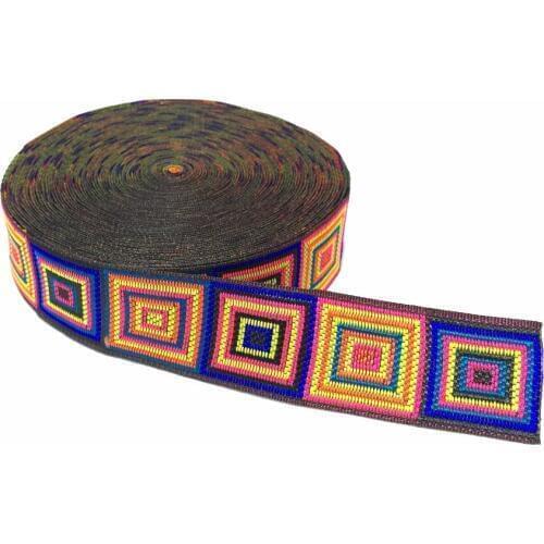 ZERZEEMOOY 1" 25MM 10YARD Colour Square Lattice Woven Jacquard Ribbon KTZD17120602