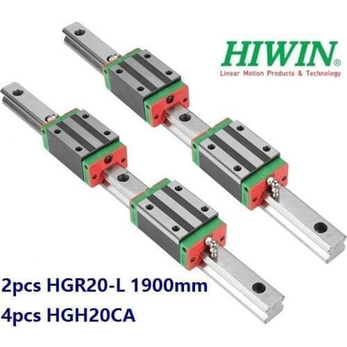 2pcs 100% Original New Hiwin HGR20 -L 1900mm linear guide/rail + 4pcs HGH20CA linear narrow blocks for CNC router