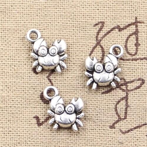 15pcs Charms Crab 12x11mm Antique Making Pendant fit,Vintage Tibetan Bronze Silver color,DIY Handmade Jewelry