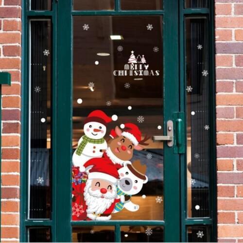 2PCS PVC Wall Stickers Christmas Scene Mall Layout Decor Festival Setting Home Glass Window Living Room Wall Decoration Stickers