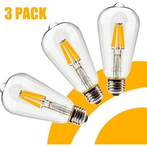 3PCS ST64 High Quality LED Edison Bulb 110V 220V E27 Vintage LED Bulb Lamp Retro Filament Light Lamp Holiday Party Lamp Lighting