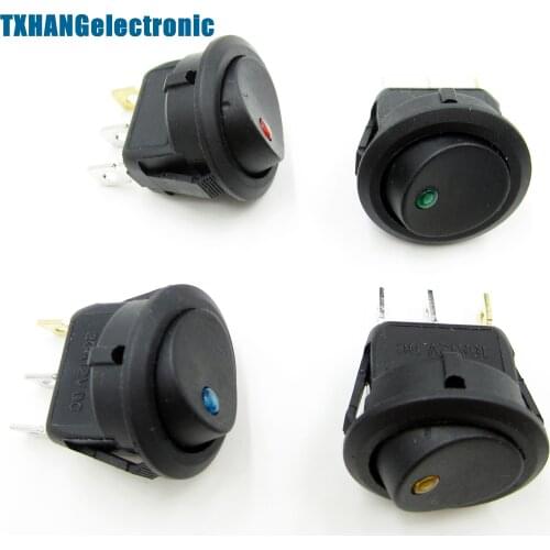 4PCS LED Dot Light Car Auto Boat 3Pin Round Rocker ON/OFF Toggle SPST Switch 12V