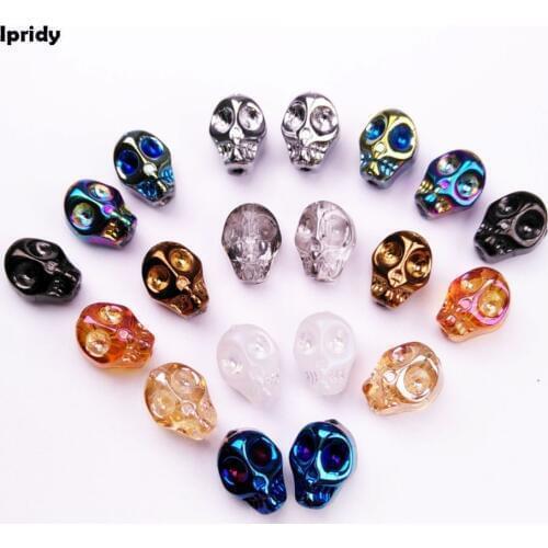 8*10mm Plating Glass Skull Beads For Bracelet Making Men Jewelry Diy Accessories Loose Spacer Crystal Beads Wholesale 20pcs/lot