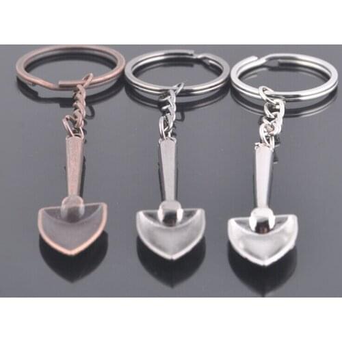 FREE SHIPPING BY DHL 200pcs/lot 2015 Fashion Novelty Mini Shovel Keychains Metal Spade Keyrings for Promotion