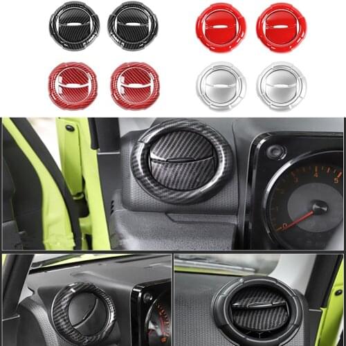 Car Carbon Fiber Color Air Conditioning Air Vent Outlet Decoration Cover Stickers For Jimny 2019+ Interior Mouldings Accessories
