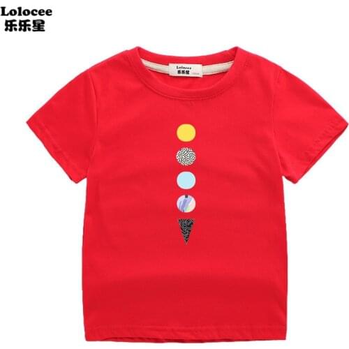 Kids Space Planet printed T-shirt Boys Summer Short Sleeve Cool Rocket Tops Children Fashion Streetwear