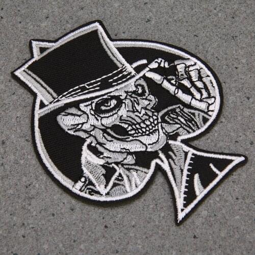 Cool Heart Skull Punk Appliques Sew On Iron On Embroidered Patch Badge Fabric Cool DIY Decoration for T-shirt Hat 80*98mm