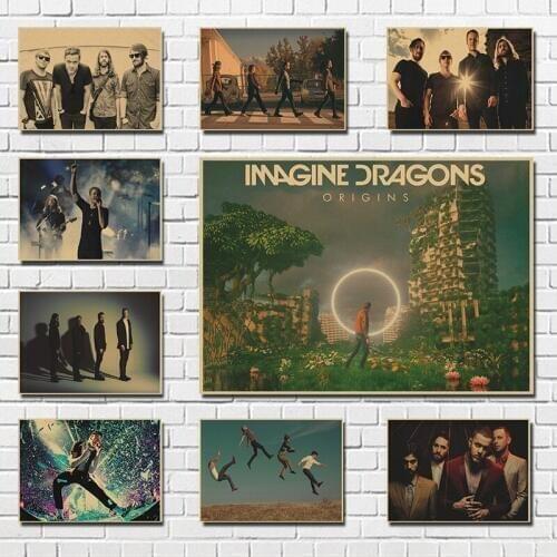 Imagine Dragons Dragonica music poster rock band retro Kraft Paper paintings Wall Art Picture for Living Room Home Decor