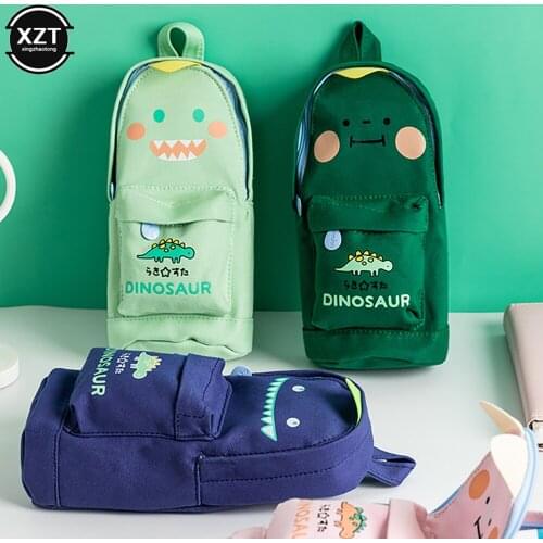 Kawaii Lucky Cat and Dinosaur Pen Pencil Bag Cartoon Schoolbag Shape Storage Organizer Pouch for Pens Stationery School Pen Case