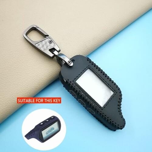 Car-Style Leather Key Cover Case For Starline B9 B6 A91 A61 Two Way Twage Car Alarm System 3-Button Key Chain