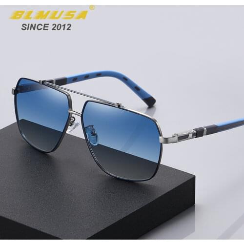 BLMUSA 2021 New Luxury Polarized Sunglasses Men Square Brand Designer Business Glasses Oversized Spring Pilot Sun Glasses UV400