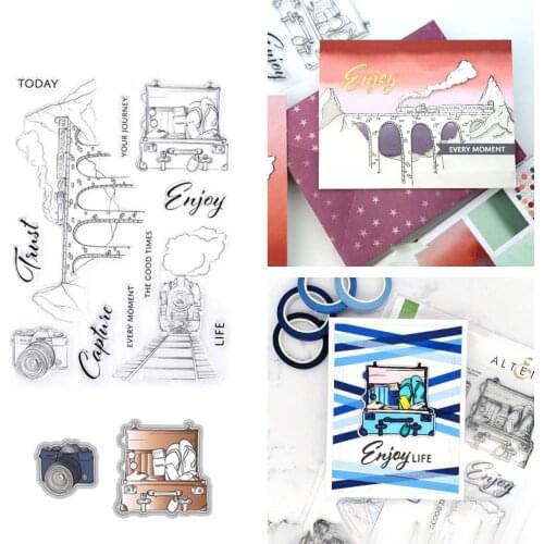 Enjoy Your JourneyNew Metal Cutting Dies Stamps Scrapbook Diary Decoration Embossing Cut Dies Template DIY Greeting Card Handmad