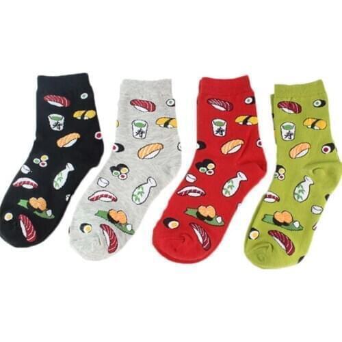 Cotton Socks Women Sushi Print Korean Harajuku Cute Short Sock For Ladies Wholesale New Arrival Fashion Comfortable Ankle Sock