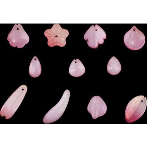 New Fashion 10pcs/bag Gradient Gold Powder Stained Glass Petal Beaded Jewelry Pendant Necklace Making Handmade DIY Accessories