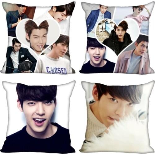 New Arrival Kim Woo Bin Pillow Case For Home Decorative Pillows Cover Square Zippered Satin Fabric PillowCases 40X40,45X45cm