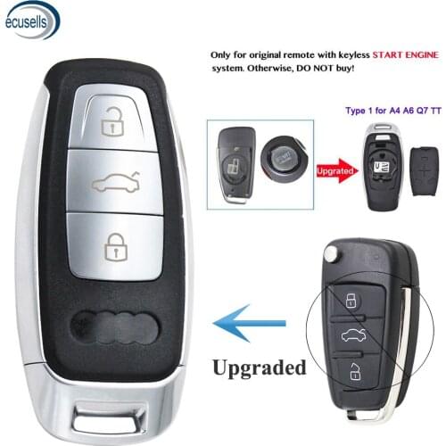 3 Button for Audi A4 A6 Q7 TT Upgraded Keyless Remote Car Key Shell Case Fob for START ENGINE SYSTEM