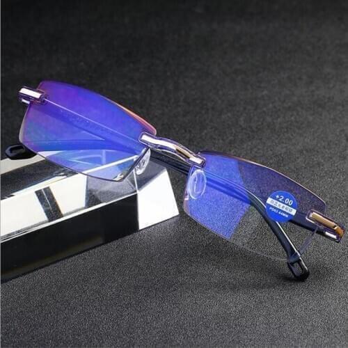 Anti Blue Light Reading Glasses Bifocal Multifocal Rimless Flexible Glasses Presbyopia Men Women Super Lightweight High Quality