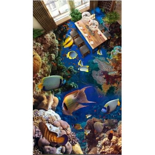 Beach floor murals in wallpapers 3d floor wallpapers Custom photo floor wallpaper 3d PVC waterproof floor
