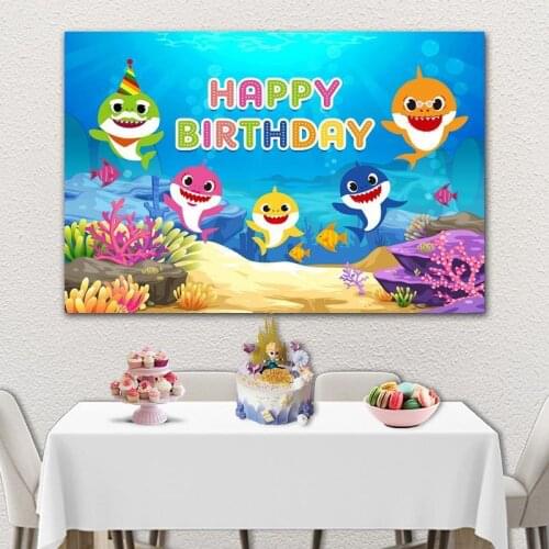 Undersea World Little Shark Dancing Cartoon Background Child Birthday Party Decoration Photography Studio Photo Digital Backdrop