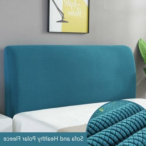 All Inclusive Headboard Cover Thick Polar Fleece Bed Head Cover Solid Bedhead Cover Elastic Bed Back Protector Bedside Cover