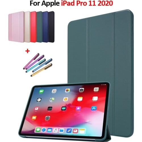 Tri-Fold PU Leather Tablet For Funda iPad Pro 2020 Case 11Inch Soft Back Stand Smart Folio Cover For Coque iPad Pro 11 2020 Case
