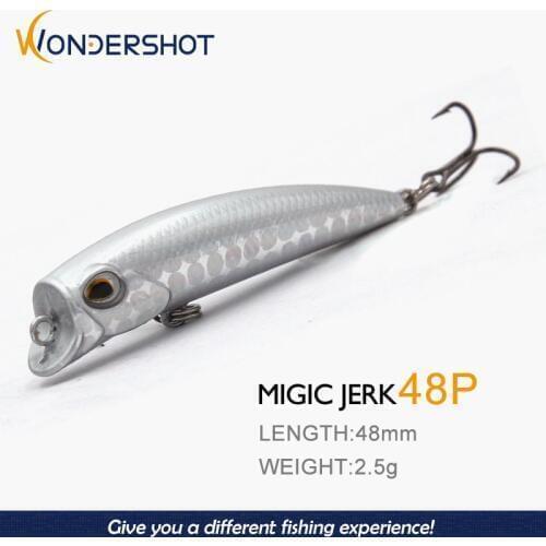 Wondershot B03 48mm 2.5g black Bass Quality Professional Mini Popper Fishing tackle Minnow Black Nickel Hooks All for fishing