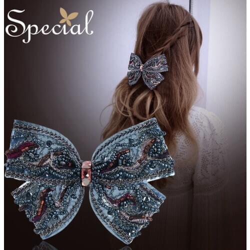 Special Brand Fashion Bowknot Hair Pins Clips Pearls Hair Accessories Handmade Barrettes Jewelry Gifts for Women FS16074
