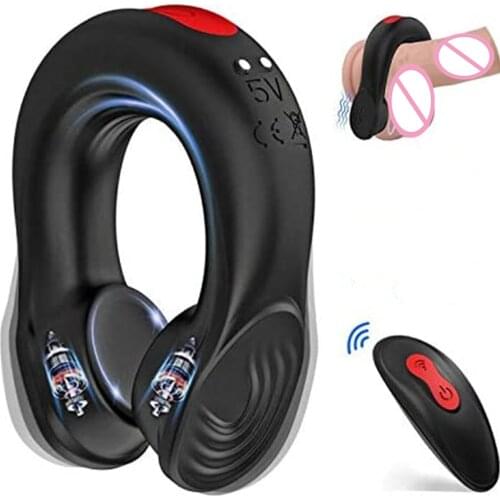 Penis Ring Vibrator For Men Ejaculation Delay Erotic Male Cock Ring Clitoral Stimulation Remote Control Vibrator for Couple Sex