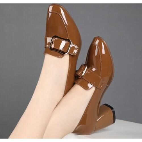 EAGSITY women shoes pointed toe square heel dress work party office lady pumps high heel slingback slip on