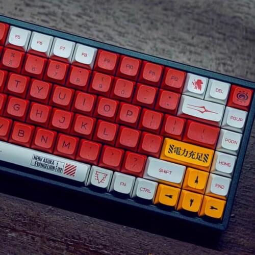 EVA second machine theme 138 keys mechanical keyboard cap PBT material QX1 type XDA height ball cap red and white
