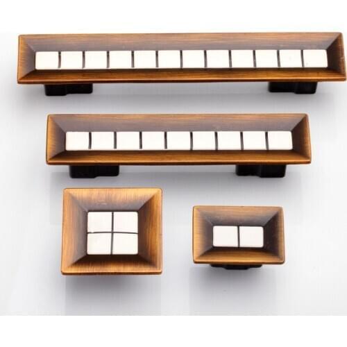 2 pcs Antique Pull Handle Cabinet Handles Dresser Drawer Pulls Handles Furniture Withe Box Design Brass Hardware