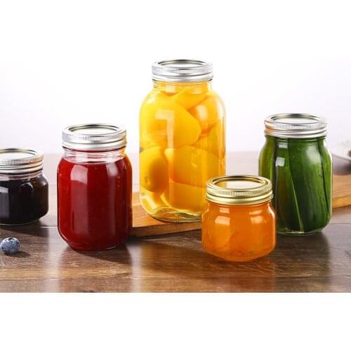 3pcs Canning Mason Jars Silver Metal Airtight Lids Canned Bottle Tomato Juices With Cover Household Miscellaneous Grain Cans