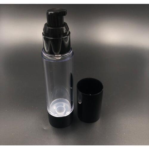 500pcs 15ml Classic Black Vacuum Airless Pump Bottle Cosmetic Essence Oil Lotion packing Refillable Bottle