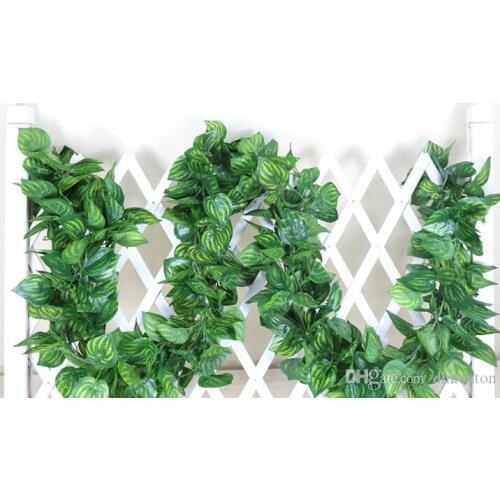 90 leaves 2.4m artificial green grape leaves other Boston ivy vines decorated fake flower cane wholesale free shipping