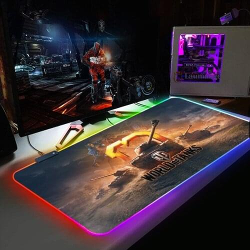 World of tanks RGB accessories Rubber Natural trendy Keyboard Mouse Pad For Computer PC Colorful mat LED Light mouse carpet