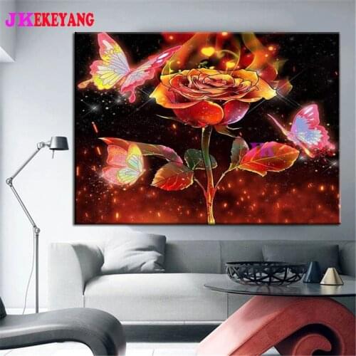Full Square Round Diamond Embroidery DIY Diamond Painting Roses and butterflies Cross Stitch kit mosaic Y4511