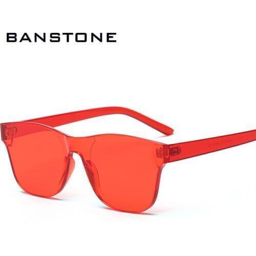 BANSTONE One Piece Lens Candy Color Sunglasses For Women Fashion Party Sun Glasses Luxury Brands 2018 Men Square Glasses