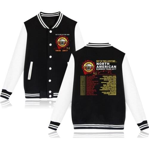 Guns N Roses Baseball Jackets Bomber Jacket Men Women Sweatshirt Not In This Lifetime Print Rock Casual Hoodies Jacket