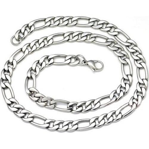 Chavin Figaro Model Flat 8mm. 50 cm. Steel Men Chain dt96