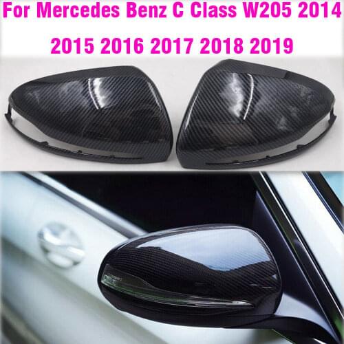 LHD Rearview Mirror Covers For Mercedes Benz C W205 E W213 GLC-Class X253 S Class W222 ABS Carbon Fiber Gloss Black