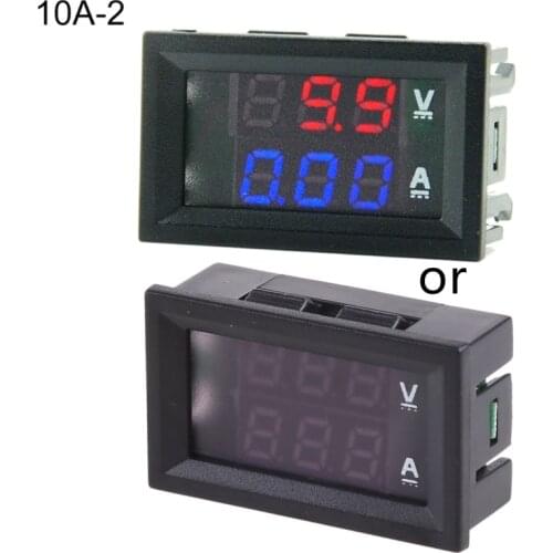 DC 100V 10A 50A 100A Voltmeter Ammeter Blue + Red LED Amp Dual Digital Volt Meter Gauge 7-110V