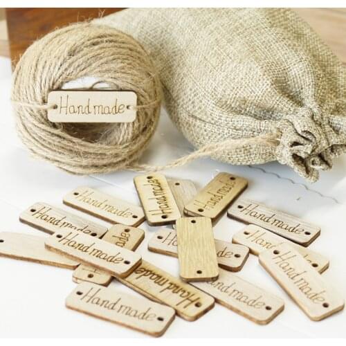 50pcs Handmade Wood Buttons Rectangle Wooden Button Sewing Accessories DIY Clothes Handmade Scrapbooking Handicrafts Gift Tags