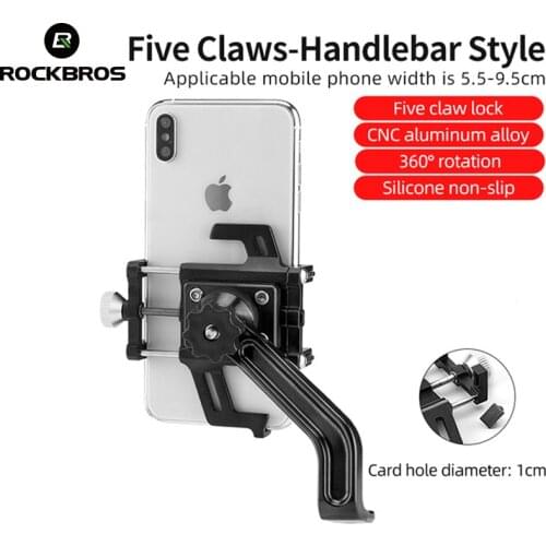 ROCKBROS Bicycle Phone Holder Universal Bike Motorcycle Handlebar Clip Stand Mount Phone Holder Bracket GPS Mount Bracket